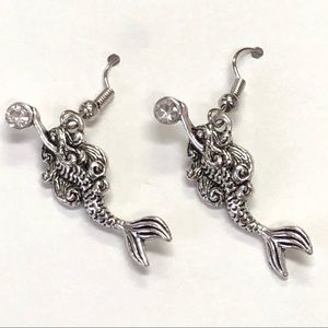 Handmade Silver Mermaid Dangle Earrings NWT